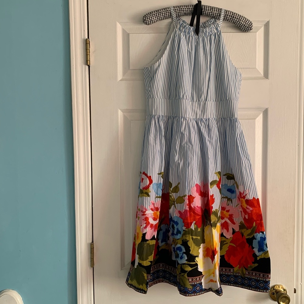 Blue & White Stripe Floral Vince Camuto Dress